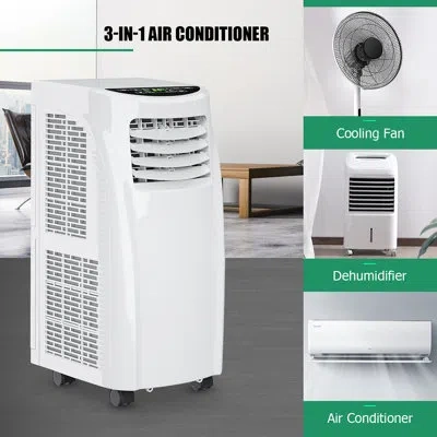 Costway 8,000 Btu Portable Air Conditioner With Remote In White