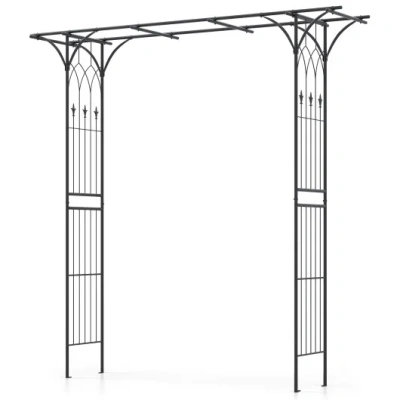 Costway 81 Inch Garden Arbor Metal Archway For Climbing Plants-black