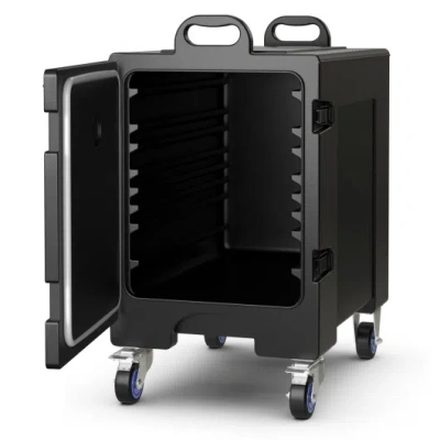 Costway 81 Quart Capacity End-loading Insulated Food Pan Carrier With Wheels In Black