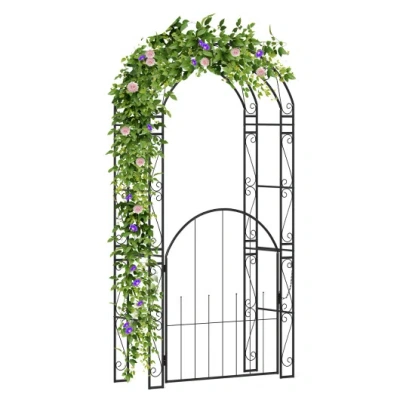 Costway 84 Inch Tall Garden Arch Metal Arbor Archway With Gate In Multi
