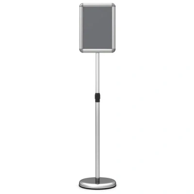 Costway 8.5 X 11inch Sign Holder Stand With Snap-open Frame And 360° Rotation-silver In Gray