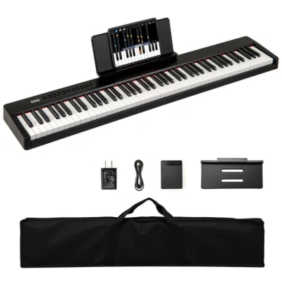 Costway 88 Keys Velocity-sensitive Piano Keyboard With French Dream Audio Source-black