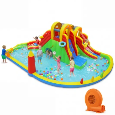 Costway 8-in-1 Giant Bounce House With 2 Long Slides For Yard Party With 750w Blower In Multi