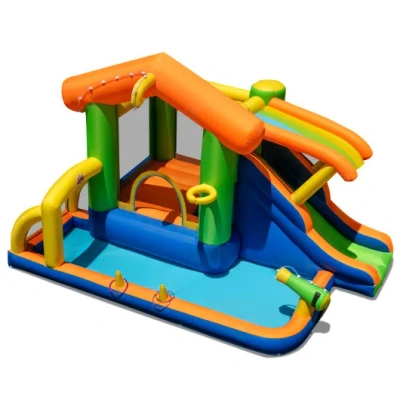 Costway 8-in-1 Inflatable Bounce House Water Park Without Blower In Multi