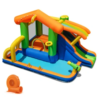 Costway 8-in-1 Jumping Castle With Slide And 520w Blower In Multi