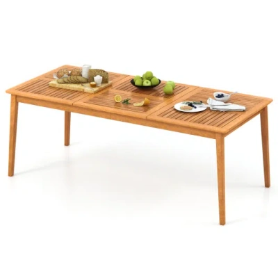 Costway 8-person Outdoor Acacia Wood Dining Rectangular Bistro Table With Umbrella Hole In Brown
