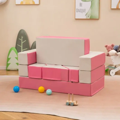 Costway 8-piece 4-in-1 Kids Climb And Crawl Foam Playset-pink