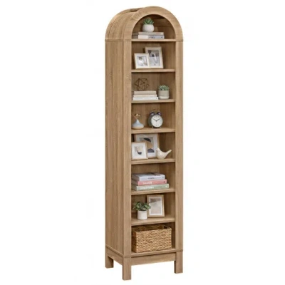 Costway 8-tier Modern Arch Bookshelf With 3 Adjustable Shelves-natural In Brown
