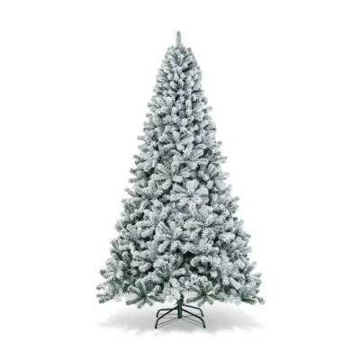 Costway 9 Feet Artificial Christmas Tree With Premium Snow Flocked Hinged In Blue
