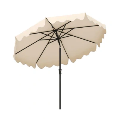 Costway 9 Feet Patio Umbrella With Crank Handle And Push Button Tilt-beige