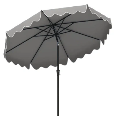 Costway 9 Feet Patio Umbrella With Crank Handle And Push Button Tilt-gray
