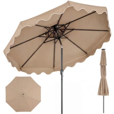 Costway 9 Feet Patio Umbrella With Push Button Tilt And Crank-coffee