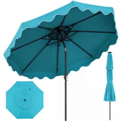 Costway 9 Feet Patio Umbrella With Push Button Tilt And Crank-turquoise