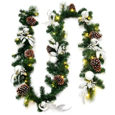Costway 9 Feet Pre-lit Artificial Christmas Garland With Led Lights
