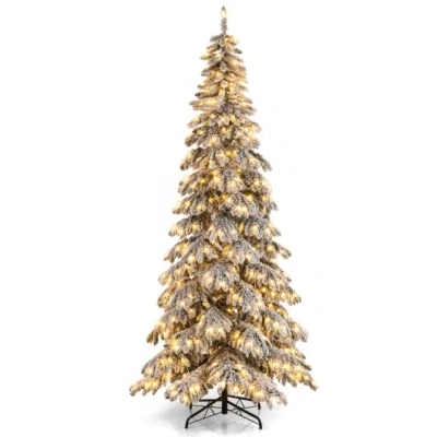 Costway 9 Feet Pre-lit Artificial Xmas Tree Hinged Xmas Tree With Quick Power Connectors In Multi