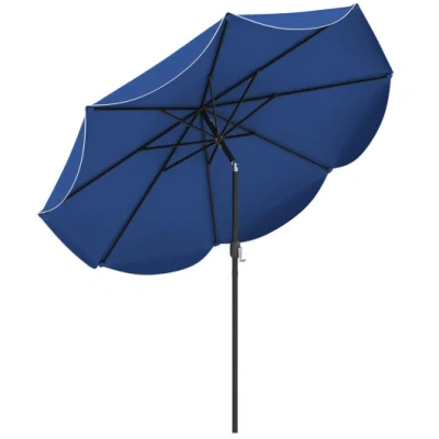 Costway 9 Ft Patio Umbrella With Crank Handle And Push Button Tilt-navy