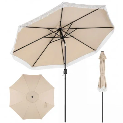 Costway 9 Ft Patio Umbrella With Sun-protective Canopy For Patio Garden Pool-beige