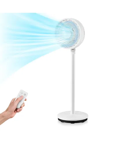 Costway 9'' Oscillating Pedestal Fan Portable Floor Fan With 3 Adjustable Heights & Speeds In White