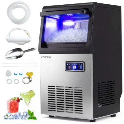 Costway 90 Lbs/24h Commercial Nugget Ice Maker With Self-cleaning In Multi