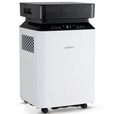 Costway 90 Pint Dehumidifier For Basement With Continuous & Auto Mode Large Water Tank In Black;white