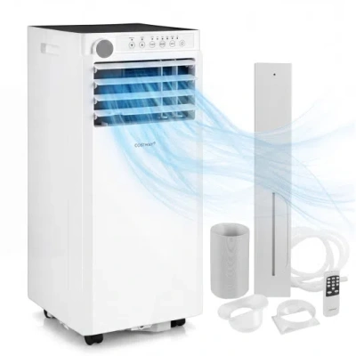 Costway 9000 Btu Portable Air Conditionerwith Dehumidifier And 24h Timer-white In Multi