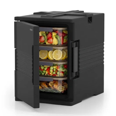 Costway 91 Qt Insulated Food Pan Carrier With Door Shafts-black