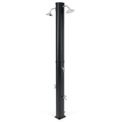 Costway 9.3 Gallon Solar Heated Outdoor Shower With Dual Shower Heads-black