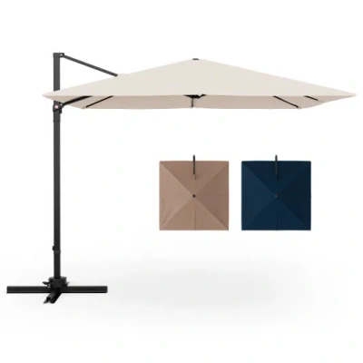 Costway 9.5 Feet Square Patio Cantilever Umbrella With 360° Rotation-beige