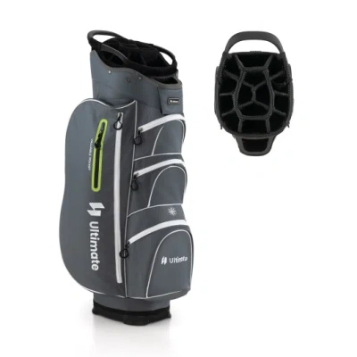 Costway 9.5 Inch Lightweight Golf Cart Bag With 15 Way Top Dividers-green In Gray