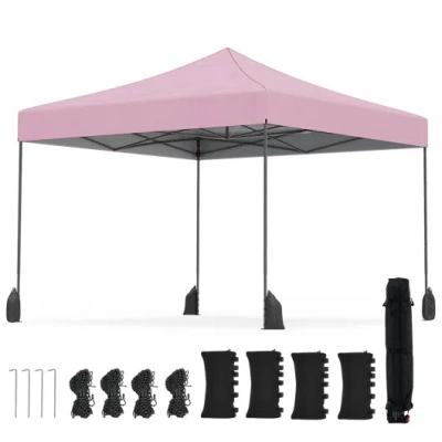Costway 9.5 X 9.5 Feet Pop Up Canopy Tent With Adjustable Heights-pink