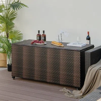 Costway 96 Gallon Water Resistant Deck Box In Brown