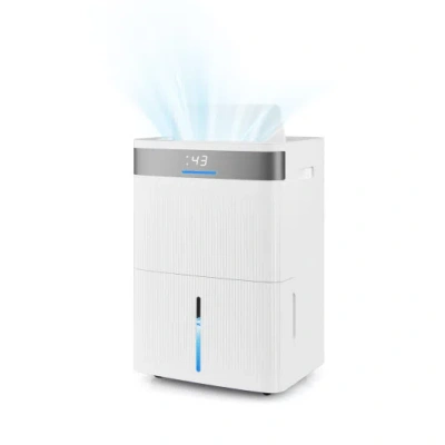 Costway 96 Pints Dehumidifier With 24h Timer And 3-color Indicator-white In Multi