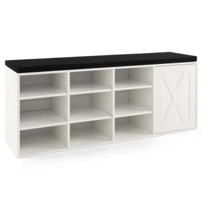 Costway 9-cube Shoe Bench With Adjustable Shelves And Removable Padded Cushion-white