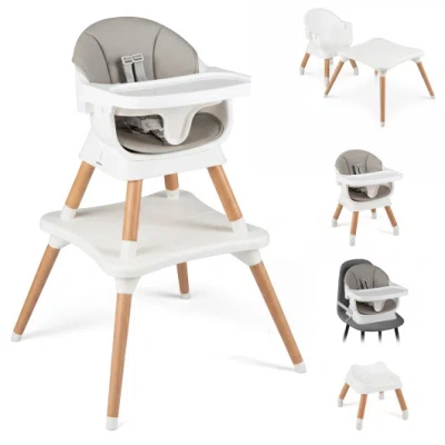 Costway 9-in-1 Convertible High Chair With Solid Wood Legs For Babies And Toddlers-white