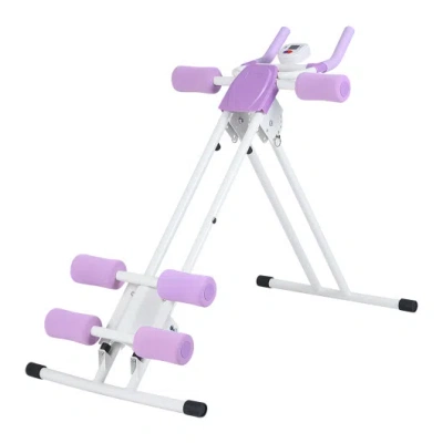 Costway Ab Workout Equipment Foldable Abdominal Trainer Adjustable Ab Machine-white In Purple
