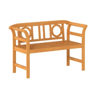 Costway Acacia Wood 2-person Patio Loveseat With Backrest And Armrests For Backyard In Multi