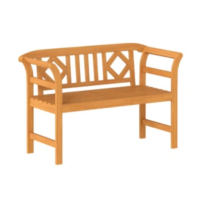 Costway Acacia Wood 2-person Patio Loveseat With Backrest And Armrests For Porch In Brown