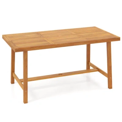 Costway Acacia Wood Dining Table For 6 People Heavy-duty Indoor Outdoor In Brown