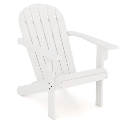 Costway Acacia Wood Lounge Patio Adirondack Chair With Inclined Seat-white