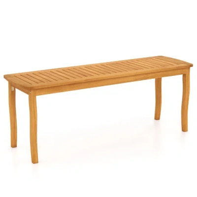 Costway Acacia Wood Outdoor 48" Long Patio Dining Bench-1 Pieces In Brown