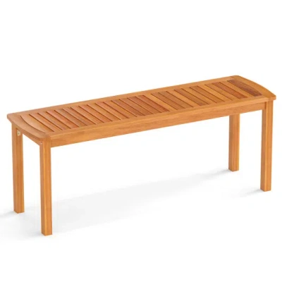 Costway Acacia Wood Outdoor Bench With Slatted Seat For Garden In Animal Print