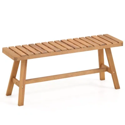 Costway Acacia Wood Outdoor Garden Bench Set Of 1/2 With Slatted Seat And 800 Lbs Capacity-set Of 1 In Brown