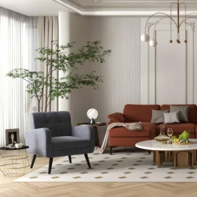 Costway Accent Chair + Side Table + L-shaped Sectional Sofa /3-piece Modern Living Room Furniture Set/ In Multi