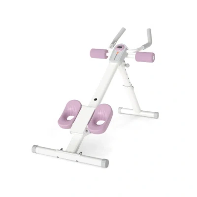 Costway Adjustable Abdominal Trainer Ab Workout Machine Foldable Ab Cruncher-white In Pink