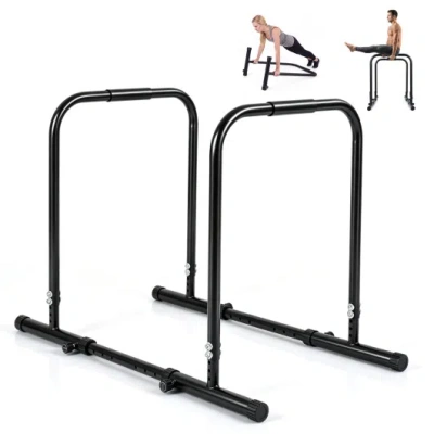 Costway Adjustable Dip Bar Station With 660 Lbs Capacity For Home Gym-black