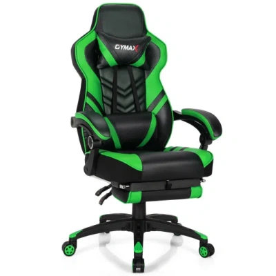 Costway Adjustable Gaming Chair With Footrest For Home Office-green In Black