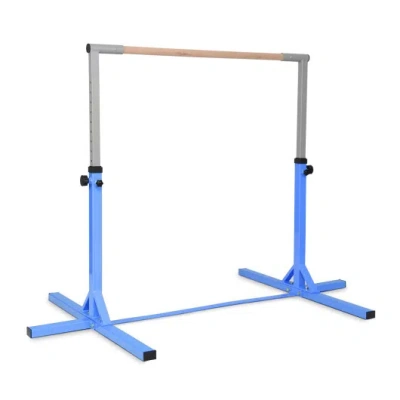 Costway Adjustable Gymnastics Horizontal Bar For Kids-blue