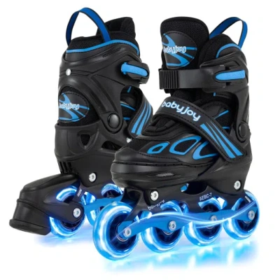 Costway Adjustable Kids' Incline Skates For Boys Girls Ages 5-14-blue In Black