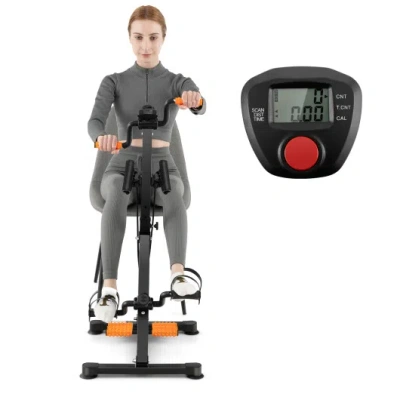 Costway Adjustable Lcd Pedal Exercise Bike With Massage-yellow In Black