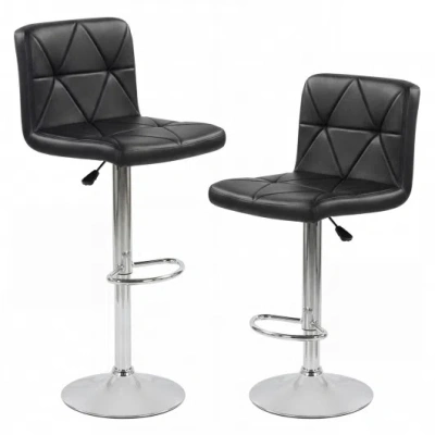 Costway Adjustable Swivel Barstools Set Of 2 With Back And Footrest-black